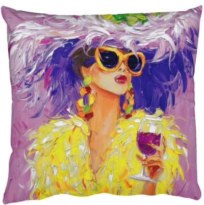 Sierkussens - Kussentjes Woonkamer - 50x50 cm - Zonnebril - Vrouw - Jas - Veren