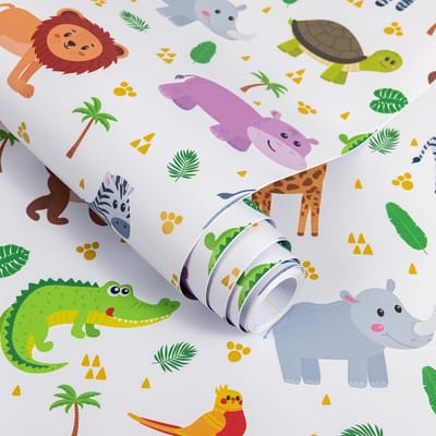 Zelfklevende Meubelstickers, 40 x 300 cm, Schattige Dieren Motief voor Kinderkamer Wanddecoratie en Meubelversiering, Perfect voor Kinderen en Speelruimtes