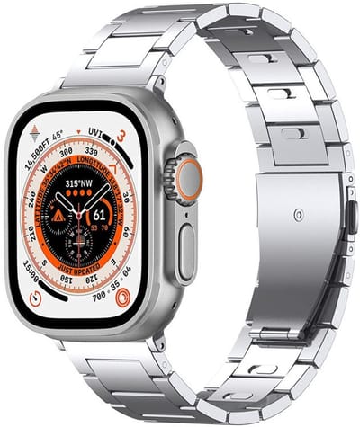 Titanium bandje - geschikt voor Apple Watch 1/2/3/4/5/6/7/8/9/10/11/ SE (1,2,3) met maat 38 mm / 40 mm / 41 mm en 42 mm (Watch 10/11) - zilver