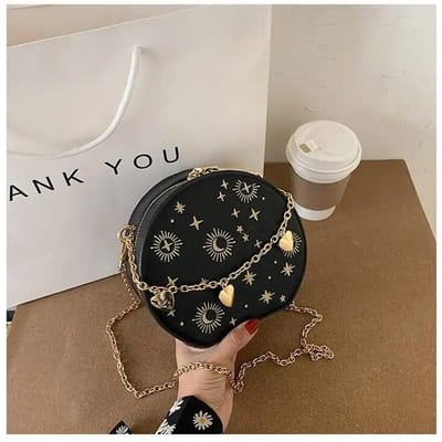 Mode Sterrenhemel Ronde Tassen Dames Crossbody Tas Luxe Ketting Cirkelvormige Schoudertas Dame Kleine Borduurwerk Dames Handtas One Size