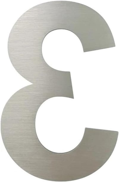 Huisnummer Sticker - Zelfklevend Nummer - Deur Herkenning - Roestvrij Staal - 3 Inch - Zilver