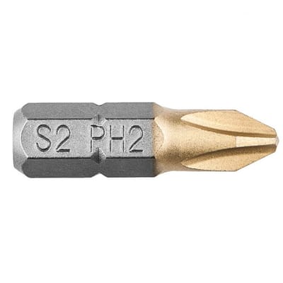 "Graphite Bit Ph2, 25mm, S2 Tin, 2 Op Een Blister"