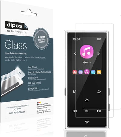dipos – 2x Pantserfolie geschikt voor AGXOV D50 MP3-Player | 9H Screenprotector