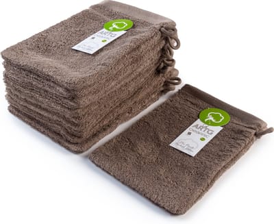 ARTG® ORGANIC - Washandjes - Biologische Katoen - 600 grams kwaliteit - 16 x 21 cm - Walnoot Bruin - Walnut - SET van 10 stuks