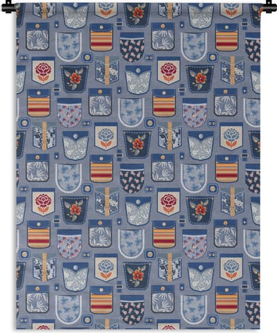 Wandkleed - Wanddoek - Broek - Denim - Patch - Patronen - 150x200 cm - Wandtapijt