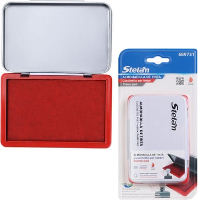 Decopatent - Stempelkussen Rood - Met Deksel - Voor het Stempelen van Stempels - Stempelkussens met Rode stempelinkt - STELAM Stempel kussen - Stamp Pad Red - Inktkussen - Voor Volwassenen en kinderen - Afm: 12 x 8 x 1.3 Cm