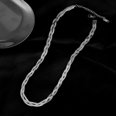 Collier chaîne serpent plat multicouche tissé à la main en acier inoxydable pour femmes, bijoux tendance punk hip-hop argenté