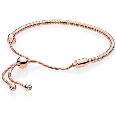 Rose Gold Moments Schuifsluiting Passen Snake Chain 925 Sterling Zilveren Armband Fit Fashion Bead Charm Diy Sieraden beige