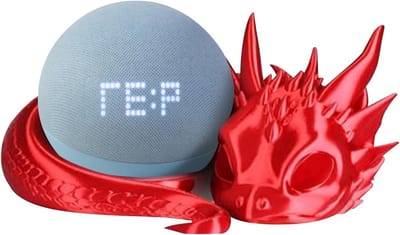 Luidsprekerhouder Basis - Draken Standaard - Audio Opstelling - 3D Geprint Ontwerp - 20 cm - Rood