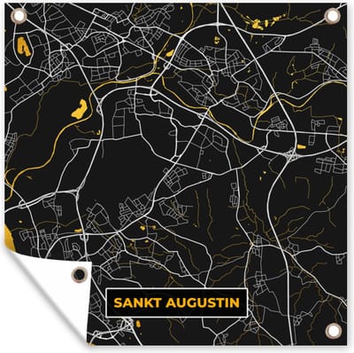 Tuin poster Goud – Duitsland – Plattegrond – Gold – Stadskaart – Kaart – Sankt Augustin - 200x200 cm - Tuindoek