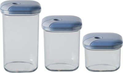 Omada - Pull Box Voorraadpot Set van 3 Stuks Assorti - Polypropyleen - Transparant