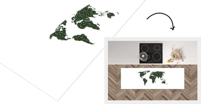 Keukenloper - Loper keuken - Wereldkaart - Bloemen - Bladeren - 150x50 cm - Keukenloper vinyl