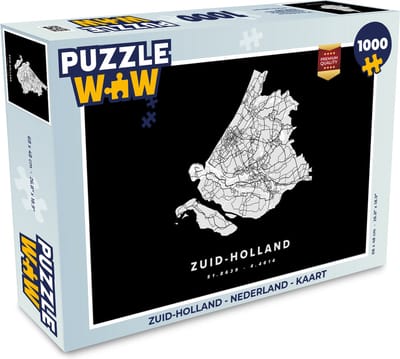 Puzzel Zuid-Holland - Nederland - Kaart - Legpuzzel - Puzzel 1000 stukjes volwassenen