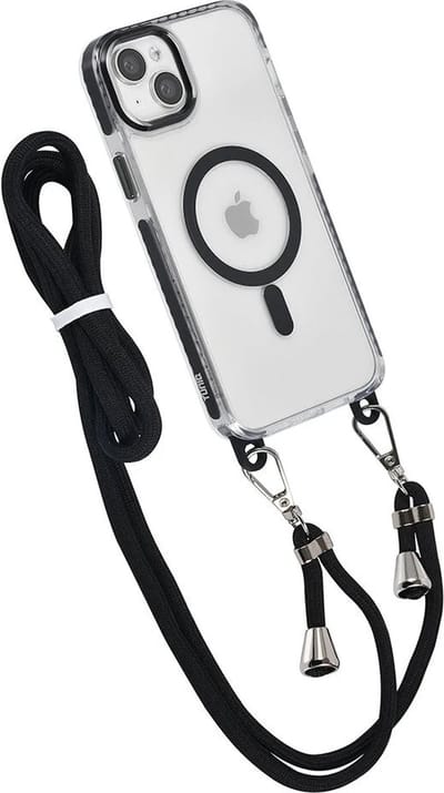 Hoes Geschikt voor: iPhone 15 Hoesje voor om de nek - Magnetisch Magsafe Hoesje Met Koord - Hoes Met Koord - Hoes Cover Met Koord - Zwart