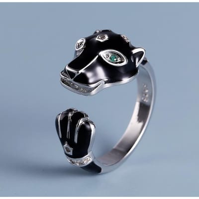 Schattige Dierlijke Vorm Enamel Luipaard Ring Niche Persoonlijkheid Verstelbare Ring opening adjustable gray