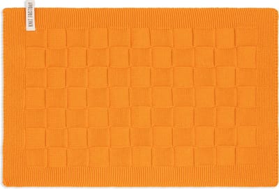 Knit Factory Gebreide Placemat Uni - Rechthoek - Dubbelzijdig te gebruiken - Eetmat - Onderlegger - Orange - Oranje - 50x30 cm