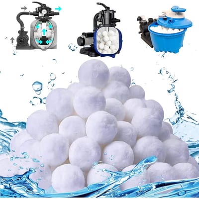 TOVBMUP Filterbollen voor Zwembad - 1300g - Vervangingsonderdelen voor Sandfilter en Filterpomp - Wiederverwendbare Polyester Filterkugels met Wasnet - Geschikt voor Zwembad en Aquarium - Vervangt 45kg Filtersand