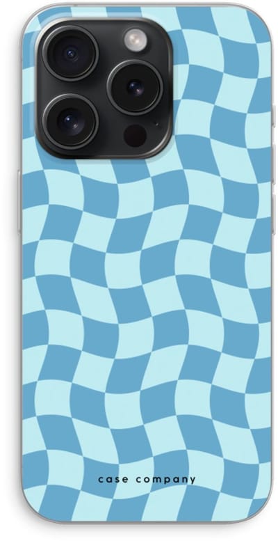 Case Company® - Hoesje geschikt voor iPhone 15 Pro hoesje - Grid Blauw - Soft Cover Telefoonhoesje - Bescherming aan alle Kanten en Schermrand