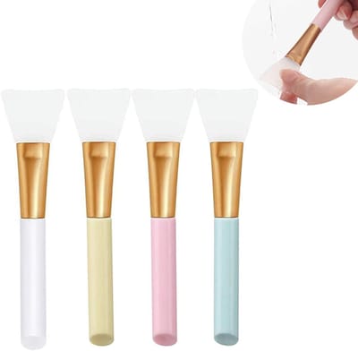 4 stuks siliconen gezichtsborstels - zachte gezichtsmasker-schoonheidstool - voor het aanbrengen van modder/schoonheidsproducten op het gezicht (wit + roze + geel + blauw)