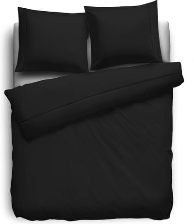 Eleganzzz Dekbedovertrek Percal Katoen Uni - Met Bies - Black - Dekbedovertrek 140x200/220cm - Dekbedovertrekken - Eenpersoons - Effen Dekbedovertrek