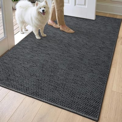 Deurmat Binnen 120 x 180 cm, Absorberend Wasbaar Vuilvangmat, Antislip Dunne Entreekleed voor Voordeur, Achterdeur, Entree, Donkergrijs