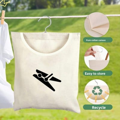 Sac de rangement pour pinces à linge Cintre en toile Sac suspendu Sac de rangement pour pinces à linge Sac pour pinces à linge rotatif beige