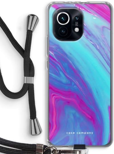 Case Company® - Hoesje met koord geschikt voor Xiaomi Mi 11 hoesje met Koord - Zweverige regenboog - Telefoonhoesje met Zwart Koord - Bescherming aan alle Kanten en Over de Schermrand