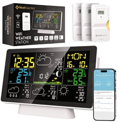 Weerstation Wifi - Draadloos station - Binnen en buiten - 150 meter bereik - Inclusief app