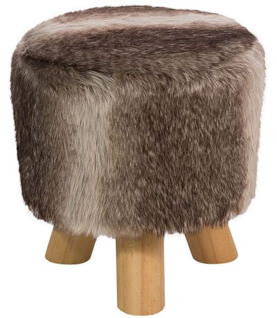 TOPEKA - Hocker - Bruin/Wit - Polyester