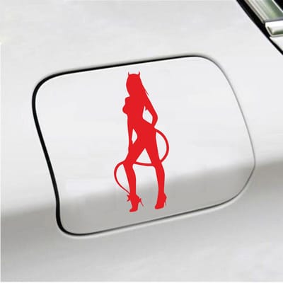 Bumpersticker - Vrouw Duivel - 7 X 16,5 - Rood