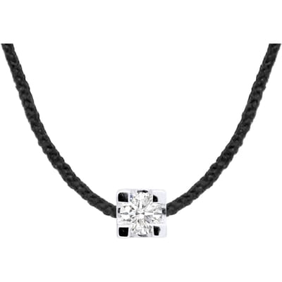Ketting Diamond Solitaire 0050 Cts Black Nylon 925