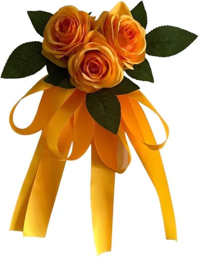 autodeco.nl MIA ORANJE Buitenspiegels Decoratie - Trouwauto Versiering Oranje Rozen met Linten - Bloemen op de Auto Bruiloft - Trouwerij - Huwelijk - Bruiloft Decoratie - Versiering Spiegel Auto - Autoversiering voor Volgauto's