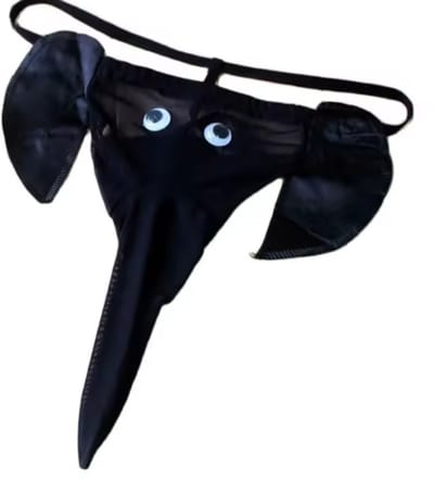 Finnacle - Krachtige Olifanten-String voor Heren - Zwart - Maat Onesize - Grappige Mannenstring met Slurf