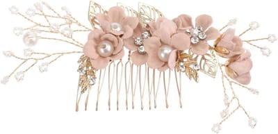 Zijhaarclips met Bloemen voor Bruiden: Alluminium Haaraccessoire met Strass en Bloemen voor Trouwen, Prom en Verjaardagsfeesten