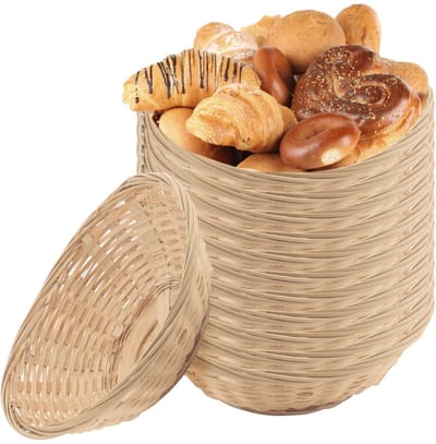 Dailygoods- Broodmand 12 stuks - Bamboe - Natuurlijk - Handgemaakt - Lichtgewicht - 18 x 14 cm - Duurzaam en herbruikbaar - Opbergmand