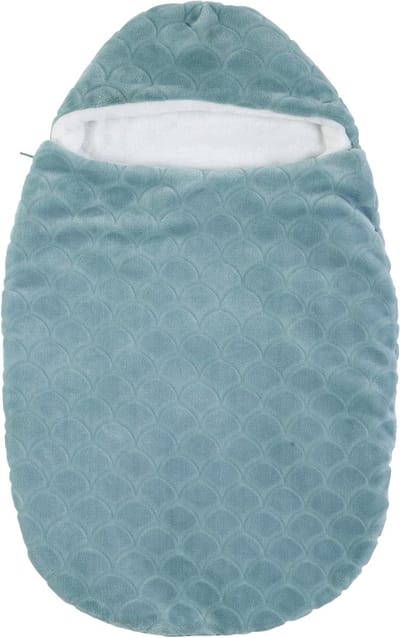 Voetenzak gevoerd - Baby deken - Comfortabel reizen - Zachte lapidou voering - 75 x 44 cm - Turquoise wit