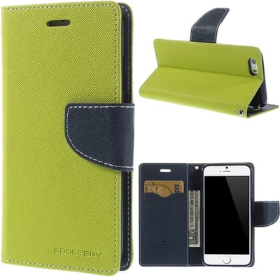 Origineel Mercury Goospery groene wallet Bookcase hoesje geschikt voor iPhone 6 6s lederen - portemonnee