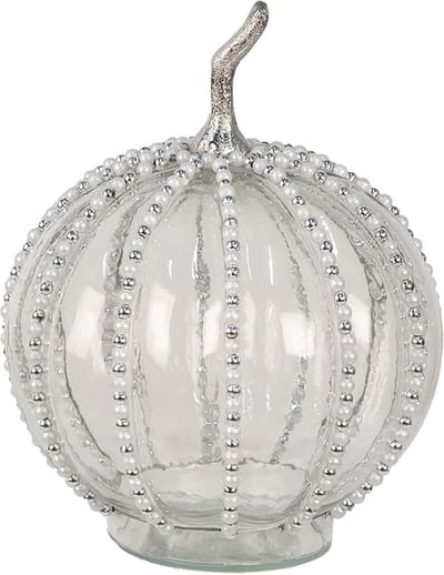 Clayre & Eef Decoratie Pompoen Ø 20x27 cm Transparant Glas Herfst decoratie