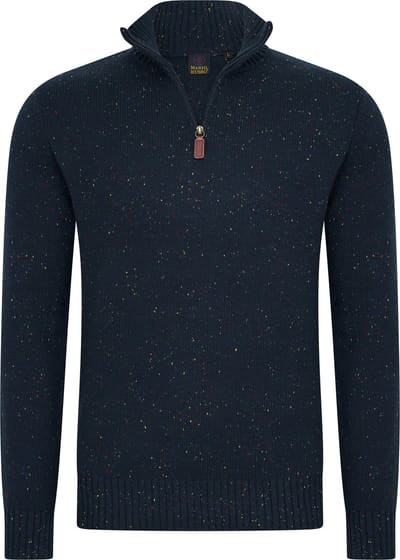 Mario Russo Skipper - Heren Trui - Half Zip - Navy - L