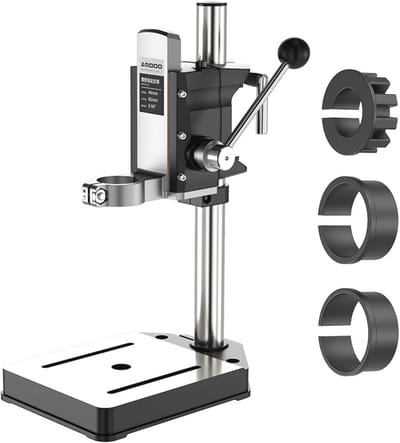 SnelShoppen - Handboormachine Stand, Verstelbare Tafelboormachine Werkbank, Houtbewerking Drilling Machine Stand met Aluminium Basis, 3 Inzetstukken,
