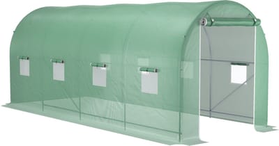 REDOM - Foliekas - Met Ramen En Oproldeur - Tunnelvormig - Voor Tuin - Staal En PE-Folie - Groen - 500 x 200 x 205 cm