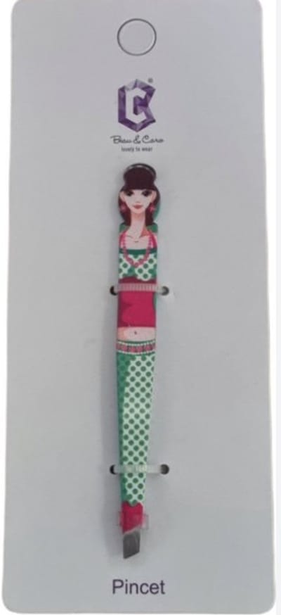 Beau & Caro - Luxe Pincet RVS - Print - Groen - Tweezer - Epileer Pincet