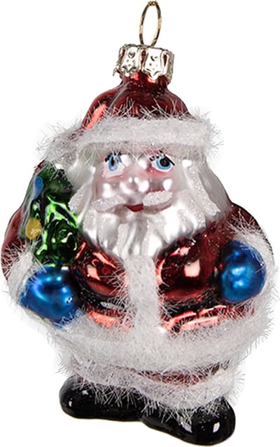 Clayre & Eef Kersthanger Kerstman 8 cm Rood Glas