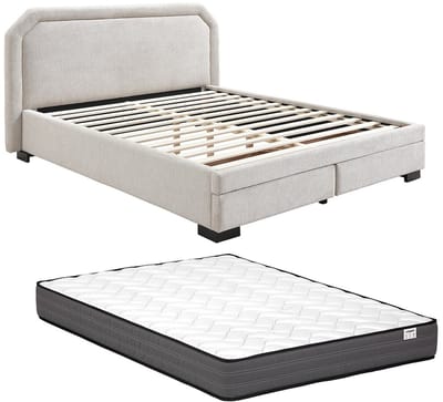 Vente-unique Bedframe stof beige 140 x 190 cm