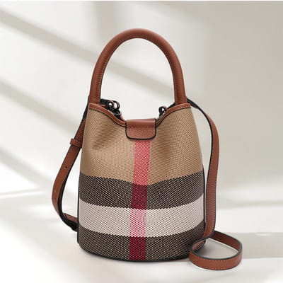 Moeder en Kind Tas Dames Tas Zomer Nieuwe Mode Trendy Crossbody Tas Canvas Handtas Tas met Echt Leer 18cmx18cmx20cm brown