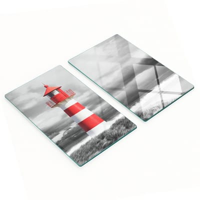Decoratieve glazen snij- en serveerplanken met vuurtorenmotief, 2x30x52 cm