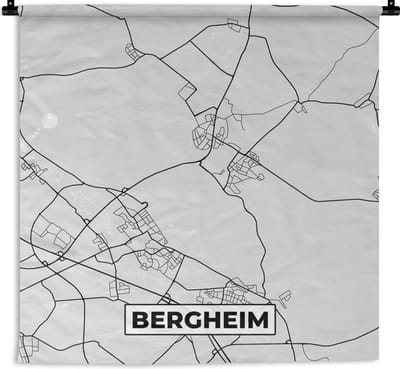 Wandkleed - Wanddoek - Plattegrond - Duitsland - Stadskaart - Kaart - Bergheim - 180x180 cm - Wandtapijt