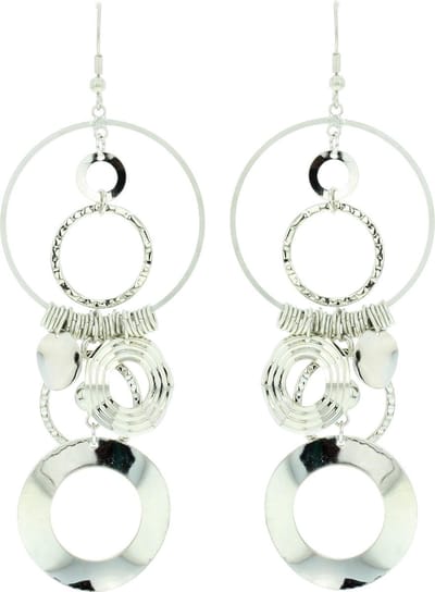 Behave Oorbellen ronde hangers zilver-kleur