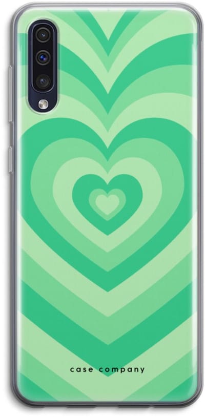 Case Company® - Hoesje geschikt voor Samsung Galaxy A50 hoesje - Hart Groen - Soft Cover Telefoonhoesje - Bescherming aan alle Kanten en Schermrand