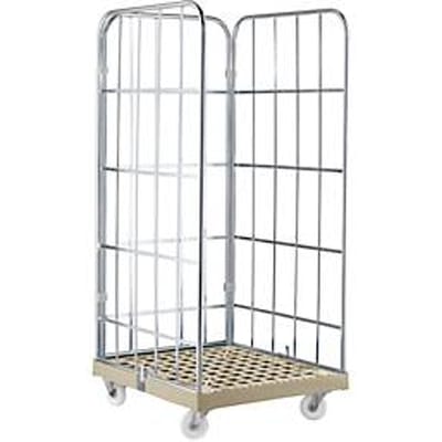 Rolcontainer - L 724 x B 815 x H 1640 mm - 3-zijdig - kunststof vloerplaat - grijs RAL 7032